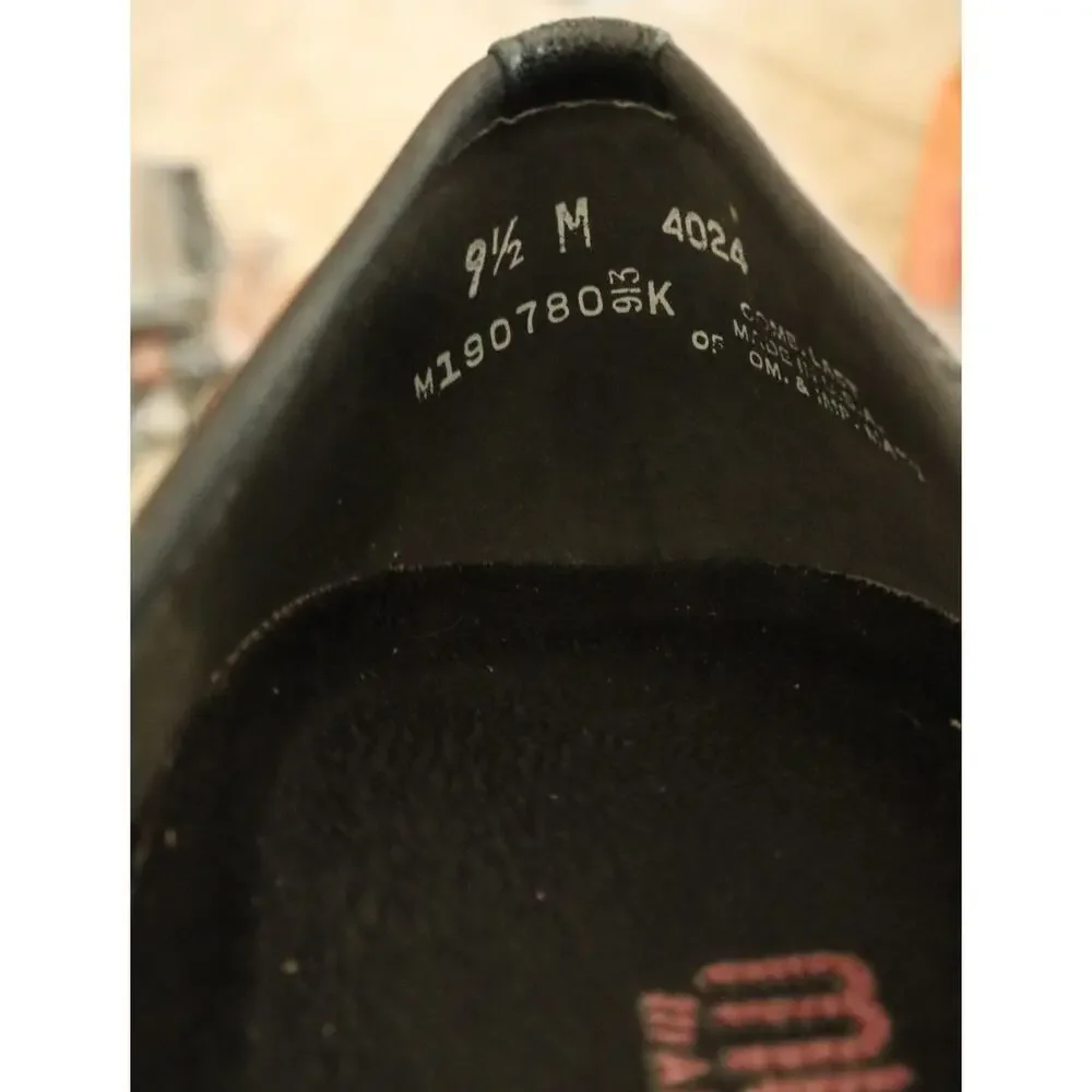 Munro Randa Black Leather Crosshatch Bow Wedge Pump Round Comfort Work 9.5